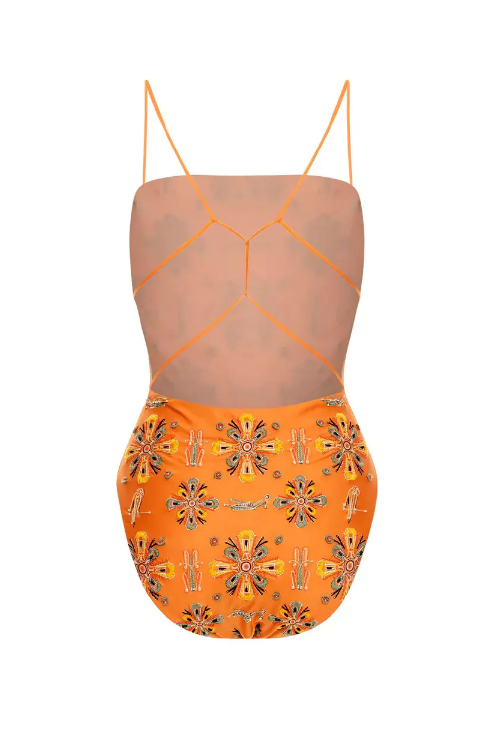 Load image into Gallery viewer, Square Neck Swimming Costume in Orange
