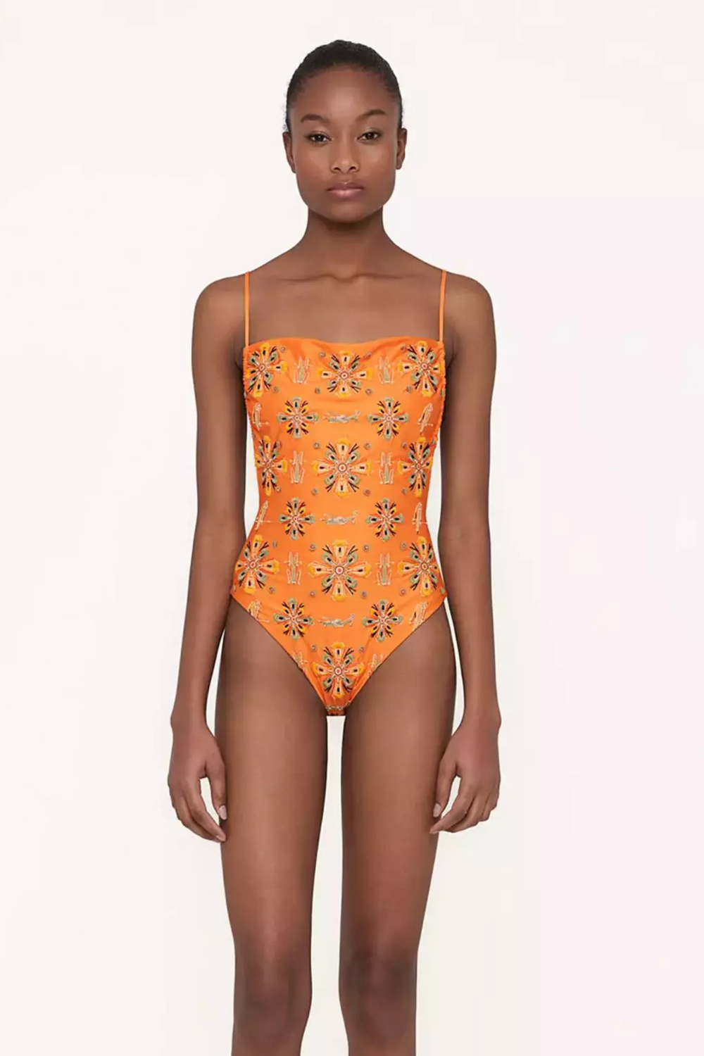 Load image into Gallery viewer, Square Neck Swimming Costume in Orange
