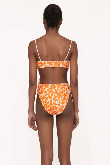 Thin Strap One Piece Swimsuit in Orange/White