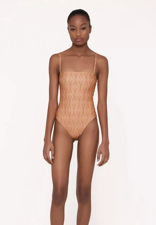 Load image into Gallery viewer, Square Neck One Piece Swimsuit with Print - One Piece
