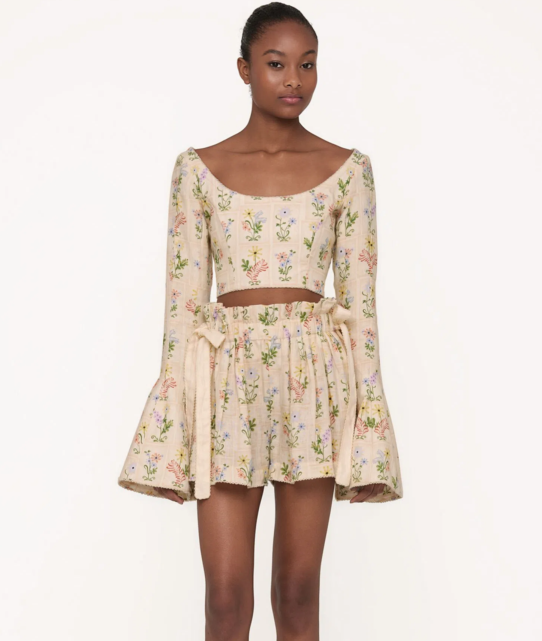 Floral Printed Pure Cotton Top With Shorts & Jacket Co-ords