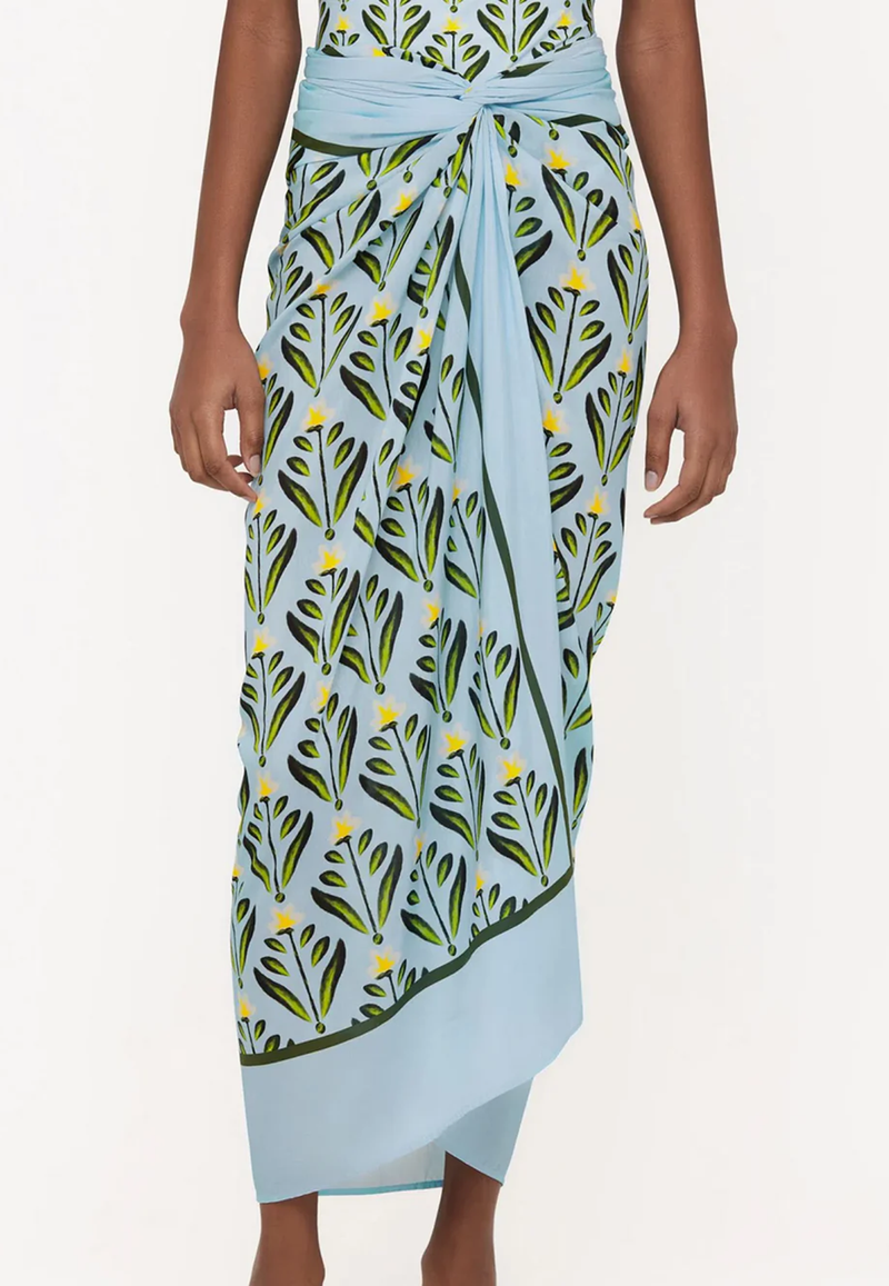 Printed Sarong Skirt in Light Blue