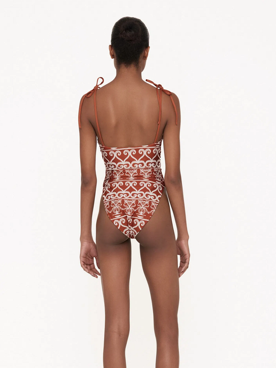 Ruched Bathing Suit with Print