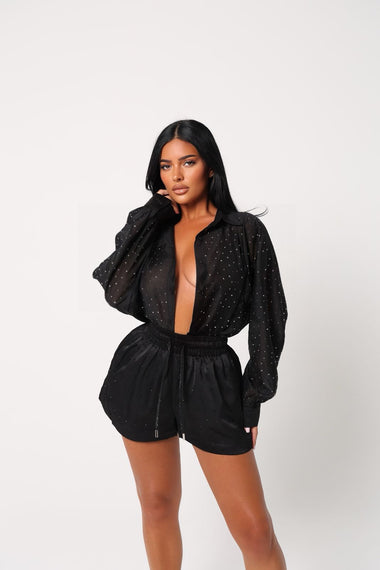 Galaxy Shirt Oversized Long Sleeves Black