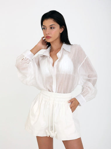 Moonshine Shirt Oversized Long Sleeves White