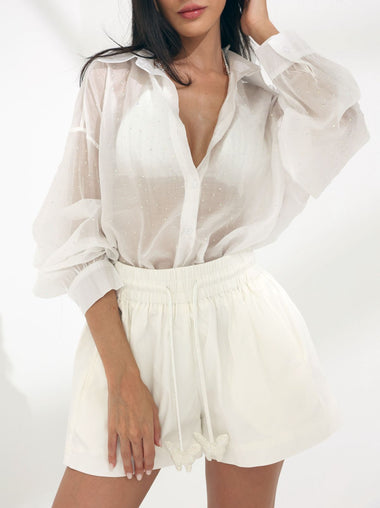 Moonshine Shirt Oversized Long Sleeves White