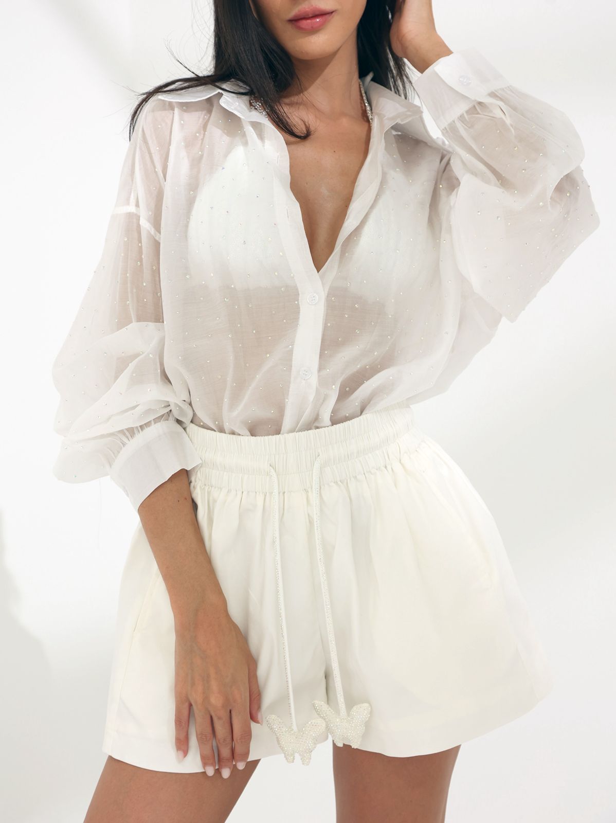 Load image into Gallery viewer, Moonshine Shirt Oversized Long Sleeves White
