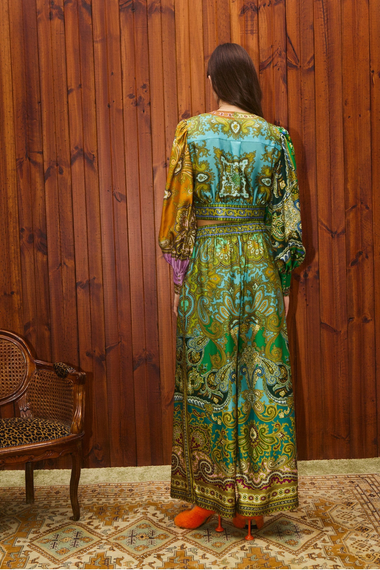 Clemenza Spliced Crop Silk Blouse