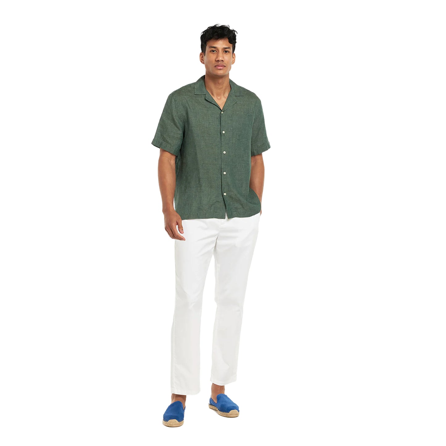 Load image into Gallery viewer, Angelo Linen Shirt Vineyard Green - Top
