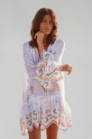 Tala Short Dress White - Kaftan
