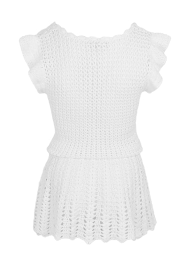 Annalise Short Crochet Dress White - Dress