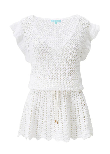 Annalise Short Crochet Dress White - Dress