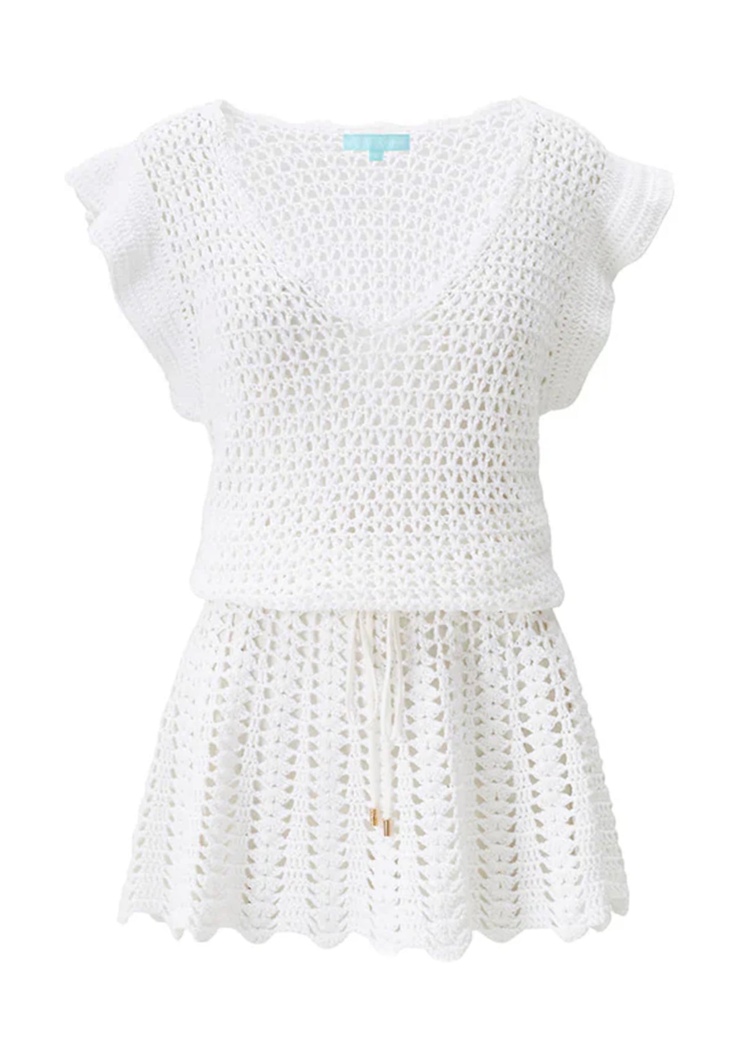 Load image into Gallery viewer, Annalise Short Crochet Dress White - Dress
