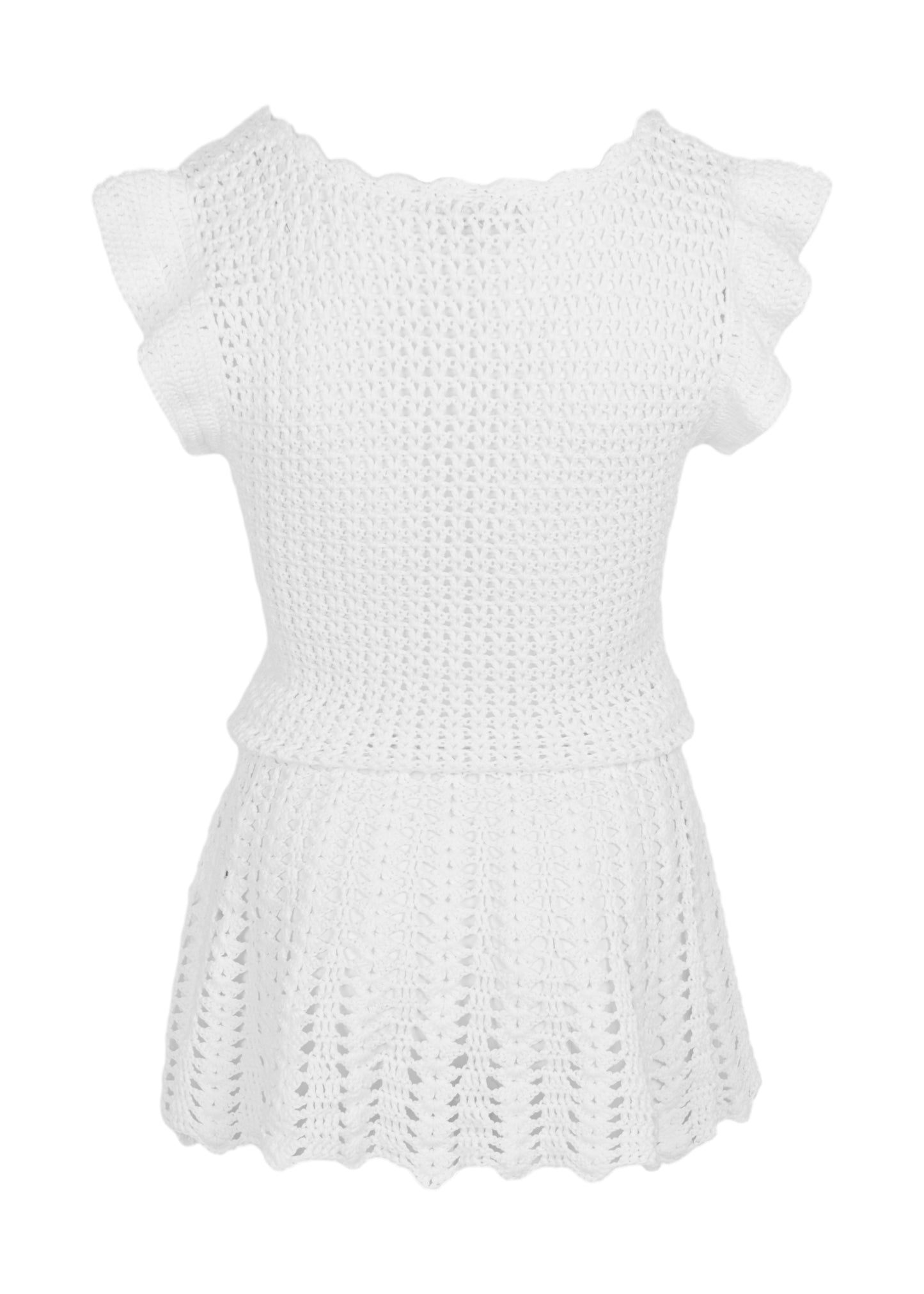 Load image into Gallery viewer, Annalise Short Crochet Dress White - Dress
