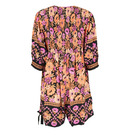 Apricot Blossom Print Roses Playsuit