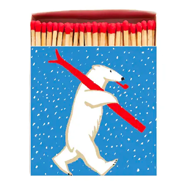 Christmas Skiing Polar Bear Square Matches - Matches