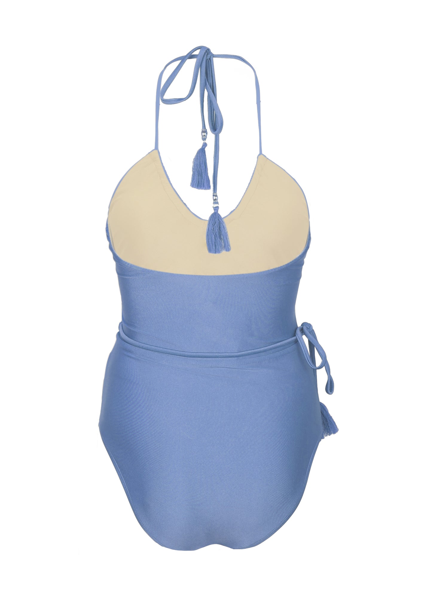Load image into Gallery viewer, Belted Keyhole One Piece Fiordaliso Blue
