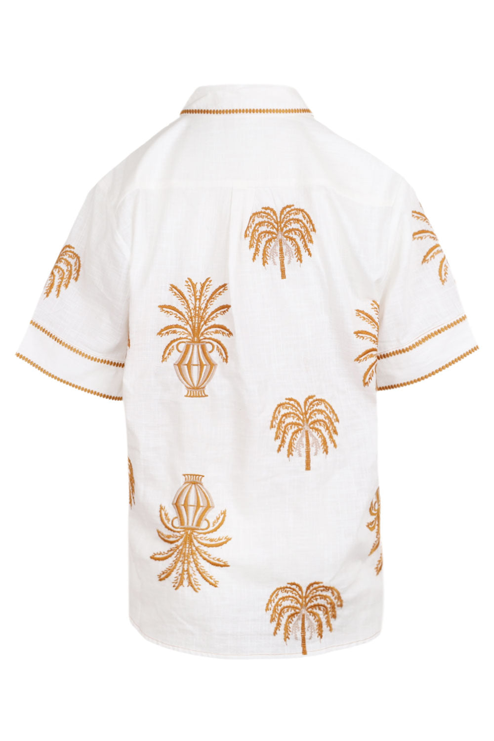 Load image into Gallery viewer, Dalla Palma Embroidered Cuffed Short Sleeve Shirt
