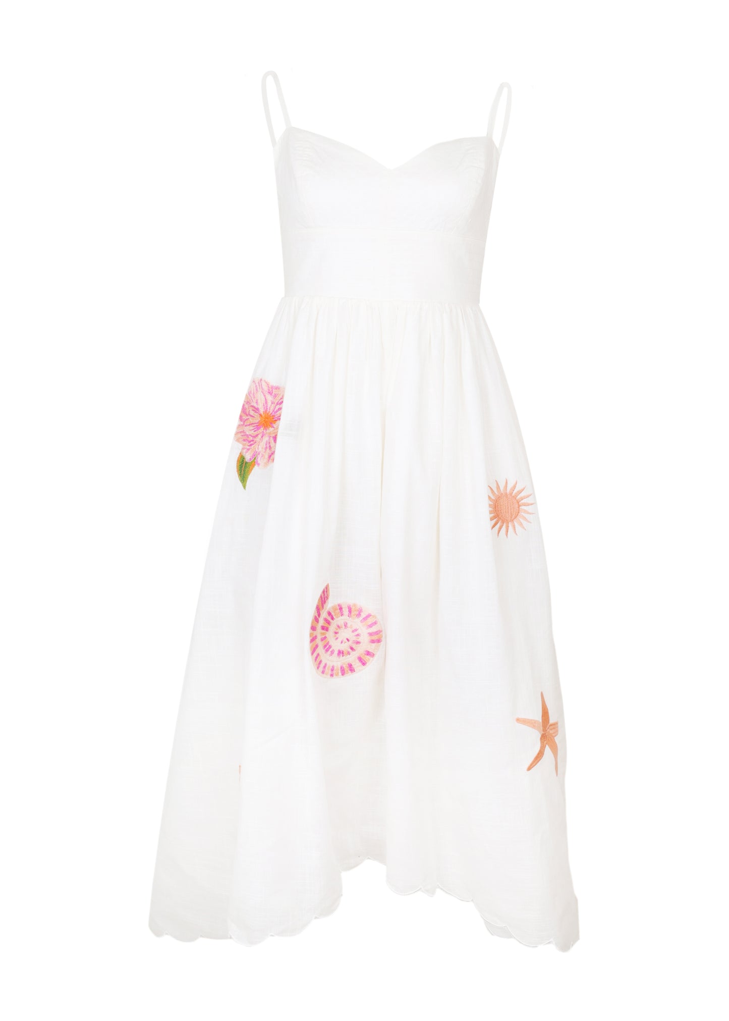 Load image into Gallery viewer, Embroidered Scallop Midi Dress Alcio
