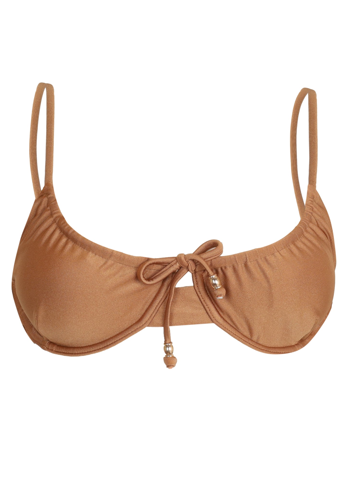 Gathered Bikini Top Camello