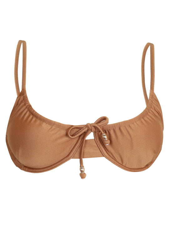 Gathered Bikini Top Camello