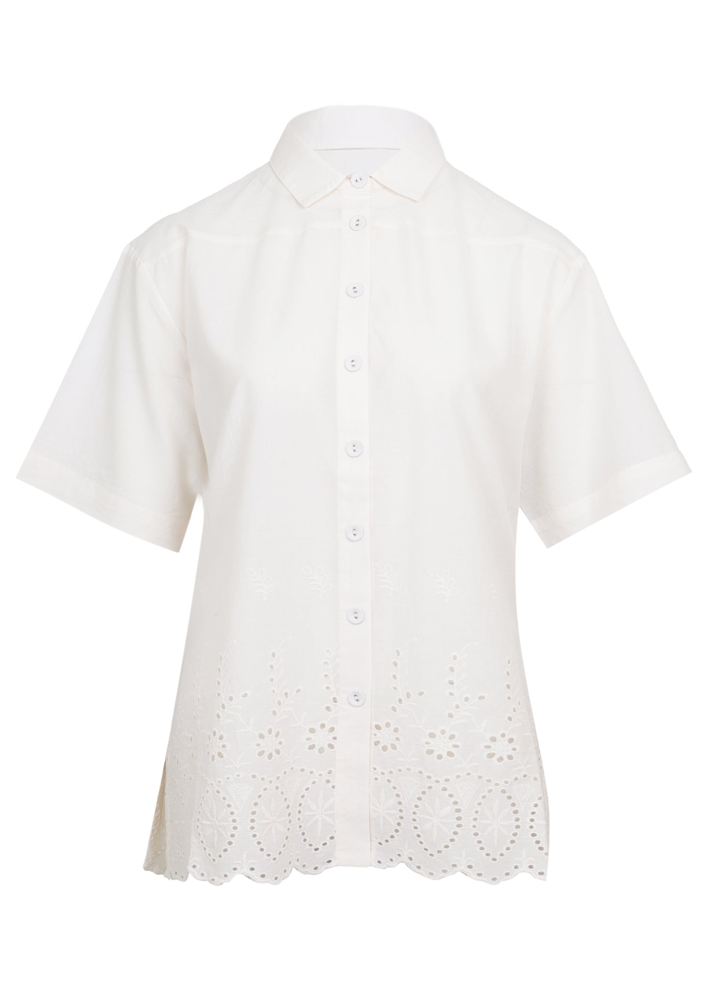 Load image into Gallery viewer, Lace Cut Out Short Sleeve Shirt CRU
