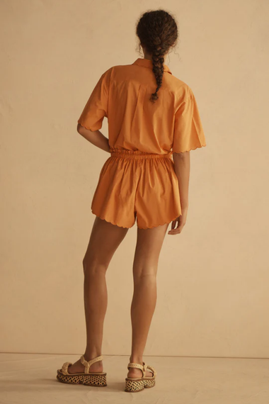 Scallop Drawstring Short Tangelo