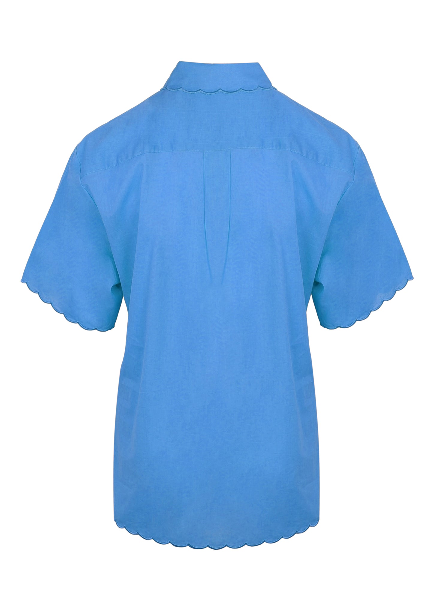 Load image into Gallery viewer, Scallop Short Sleeve Shirt Fiordaliso Blue
