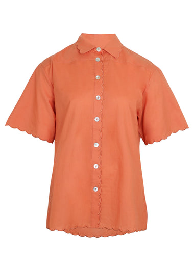 Scallop Short Sleeve Shirt Tangelo