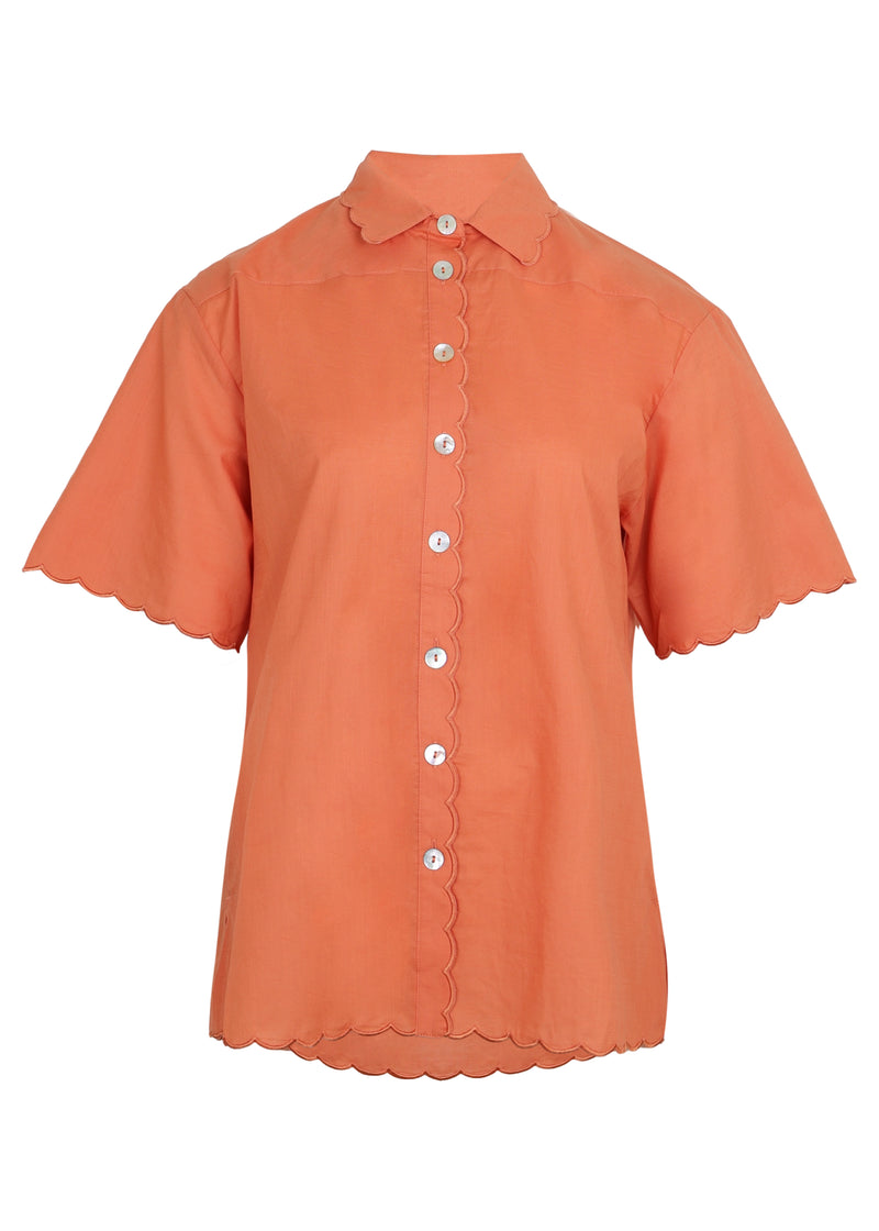 Scallop Short Sleeve Shirt Tangelo