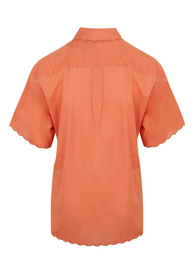 Scallop Short Sleeve Shirt Tangelo