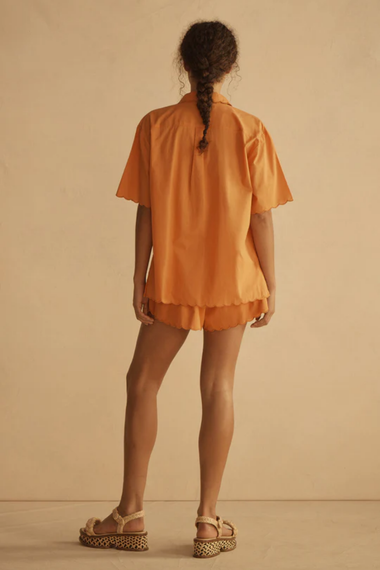 Scallop Short Sleeve Shirt Tangelo