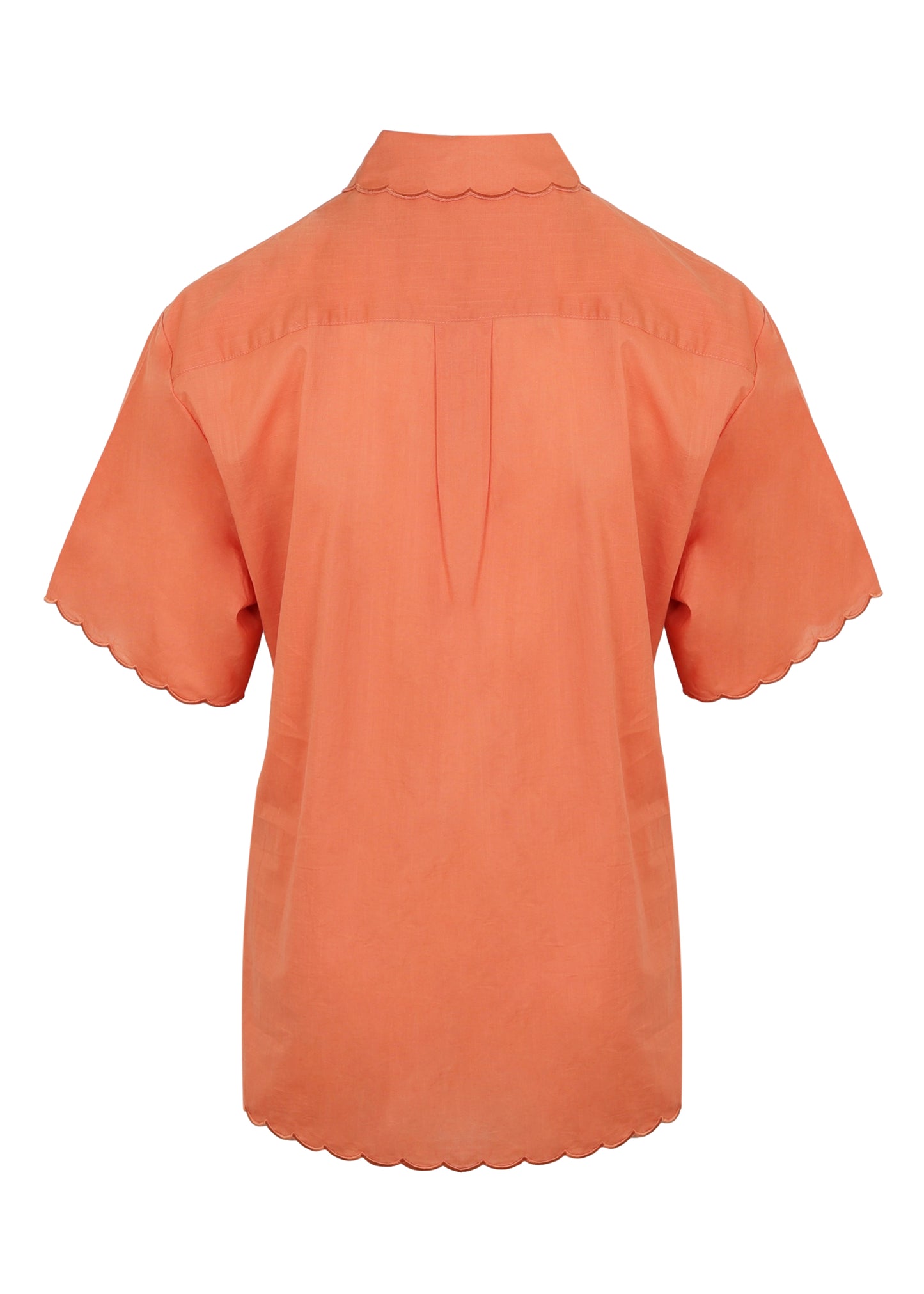 Load image into Gallery viewer, Scallop Short Sleeve Shirt Tangelo
