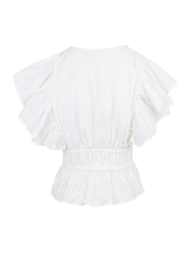 Ruffle Sleeve Drawstring Top Vinya