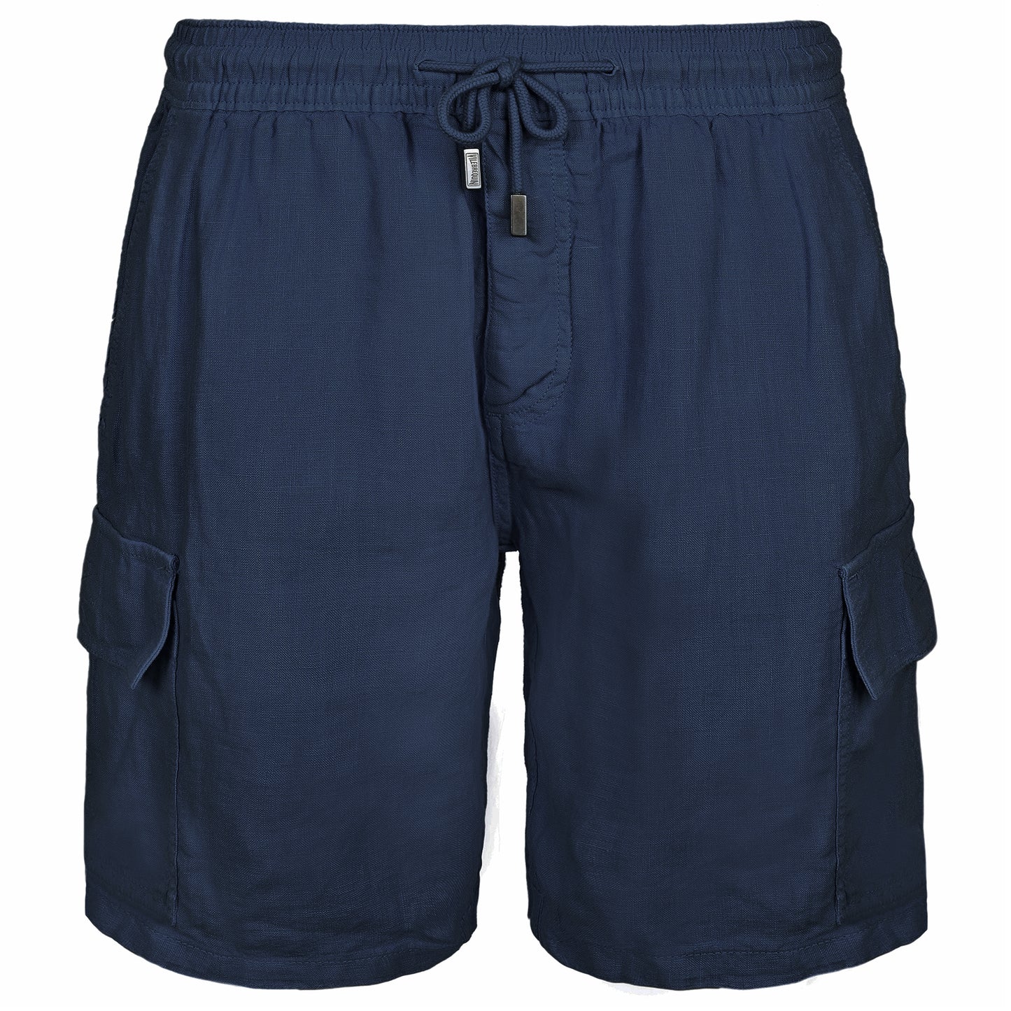 Men Linen Bermuda Short Cargo Pockets Navy - Shorts