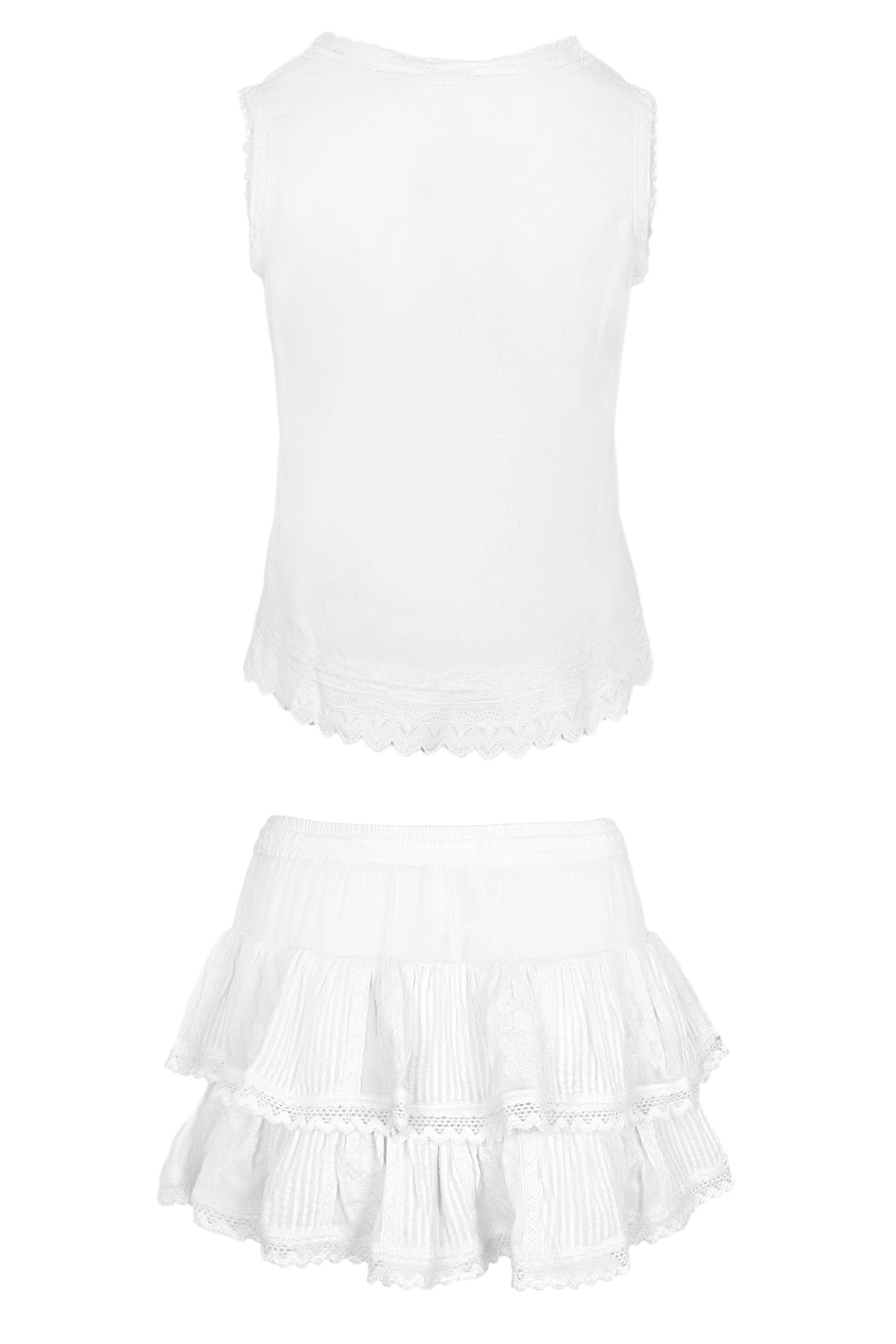 Load image into Gallery viewer, Cannes Embroidered Tank Top &amp;amp; Skort White - ONE SIZE - Set
