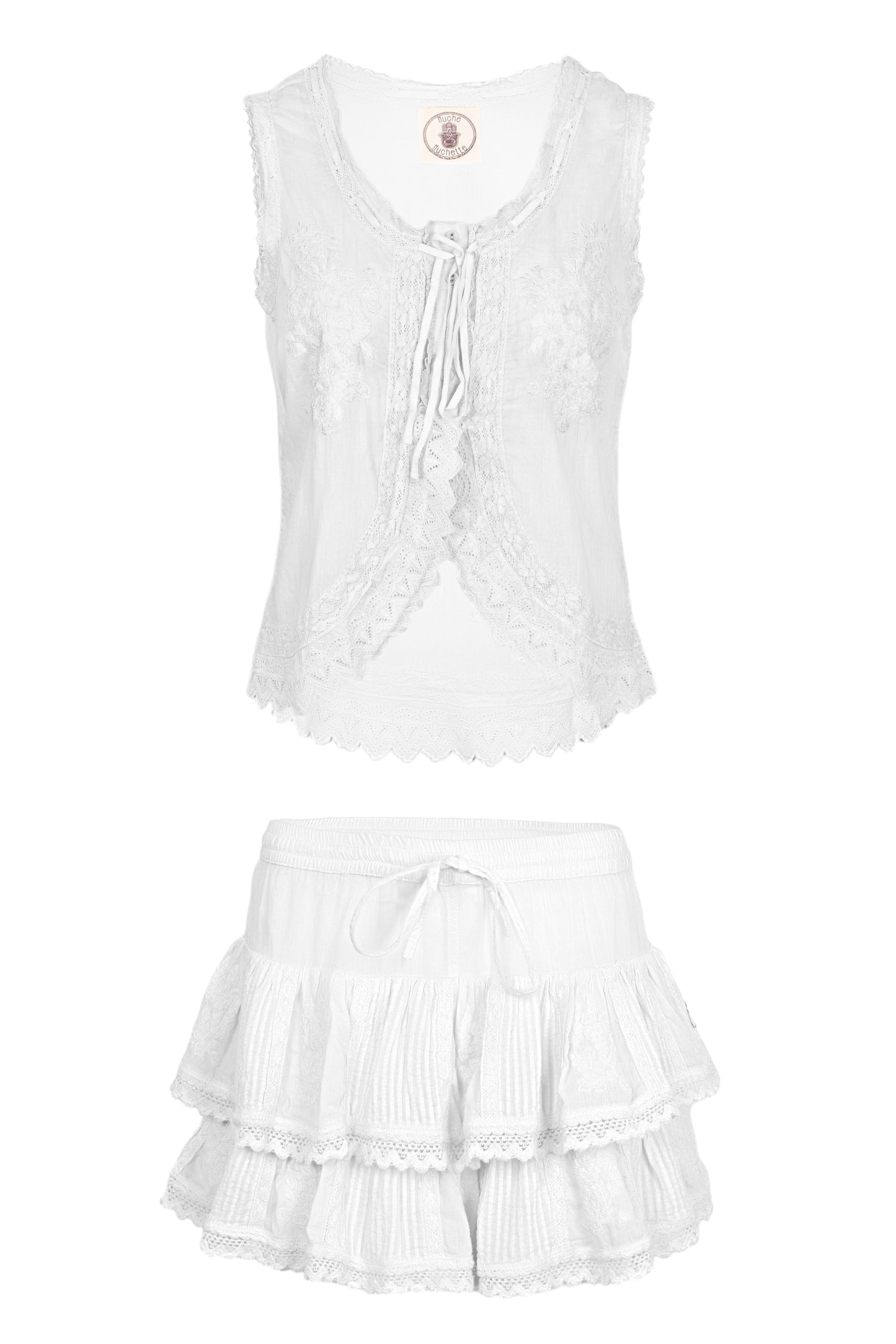 Load image into Gallery viewer, Cannes Embroidered Tank Top &amp;amp; Skort White - ONE SIZE - Set
