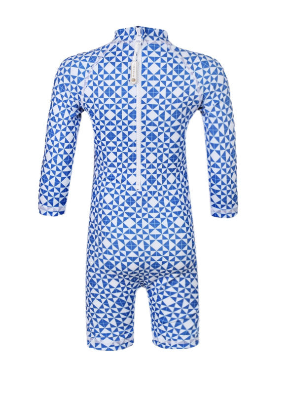 Load image into Gallery viewer, Baby Swimsuit Long Sleeve Mediterranean Tiles
