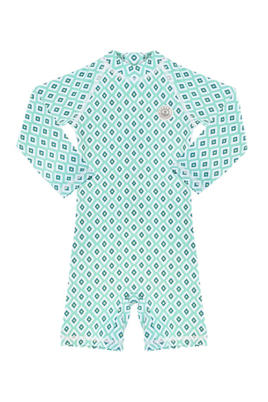 Baby Swimsuit Long Sleeves Diamond Green