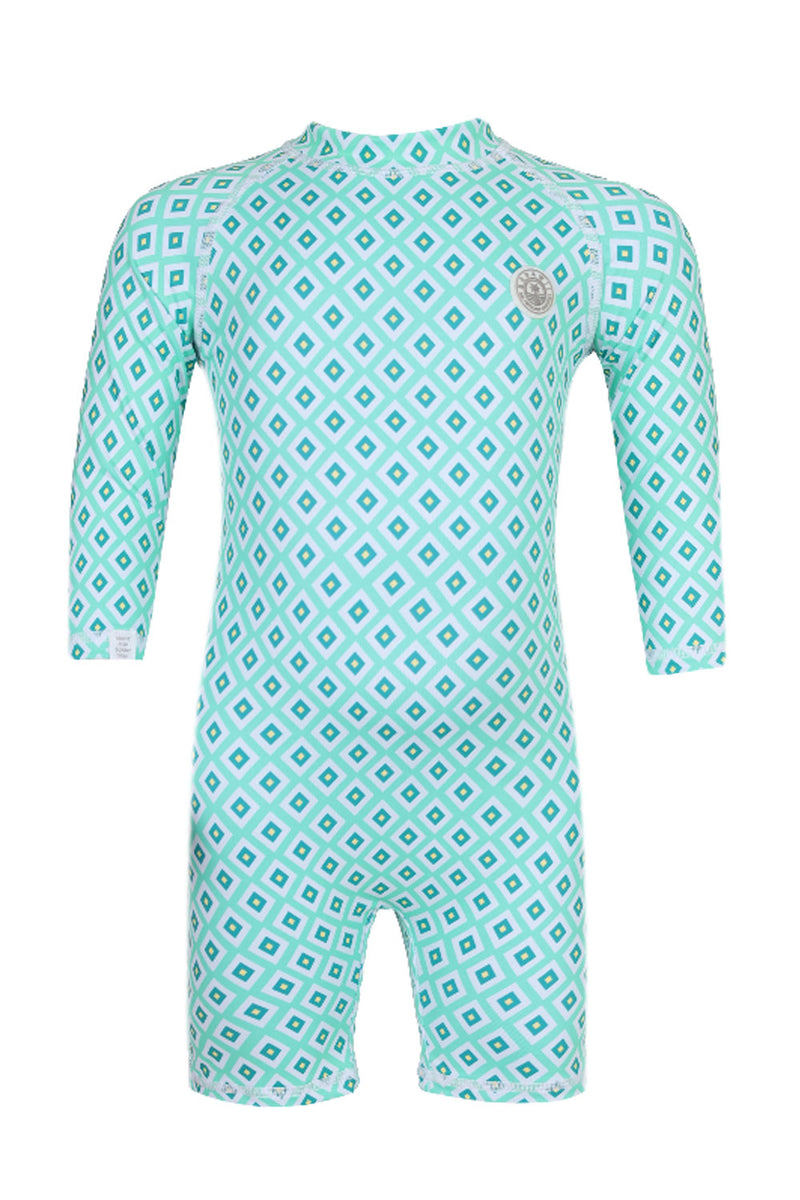 Baby Swimsuit Long Sleeves Diamond Green