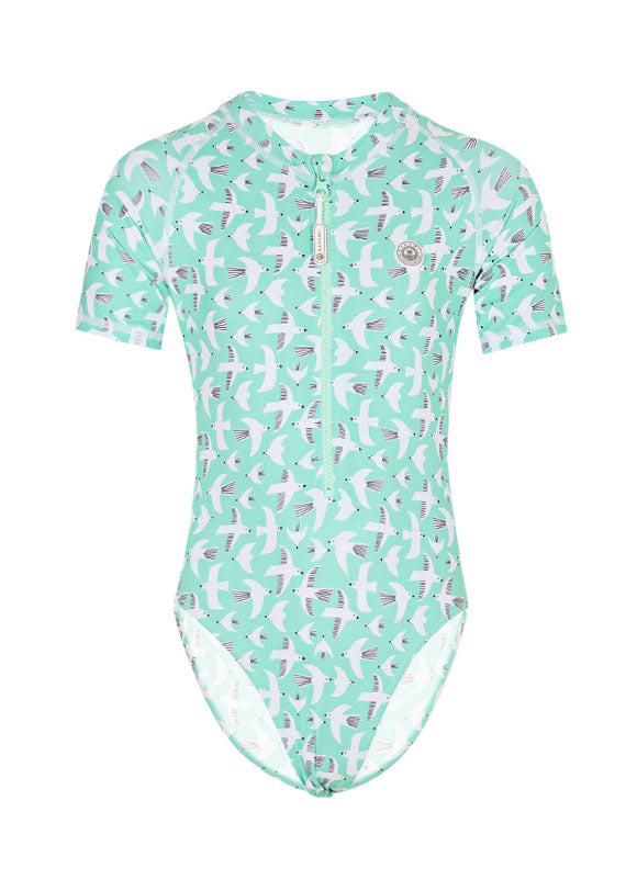 Load image into Gallery viewer, Girl Swimsuit Short Sleeve Seagull Breeze
