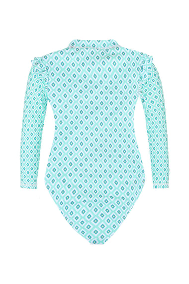 Girls Swimsuit Long Sleeve Diamond Green