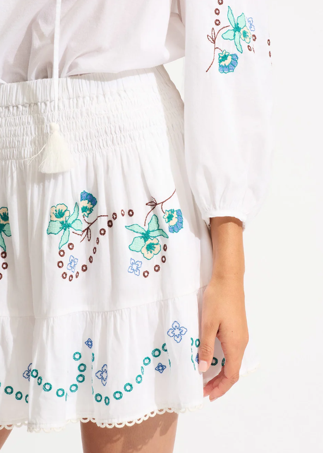 Load image into Gallery viewer, Beach Edit-Eden Embroidery Skirt White - Skirt
