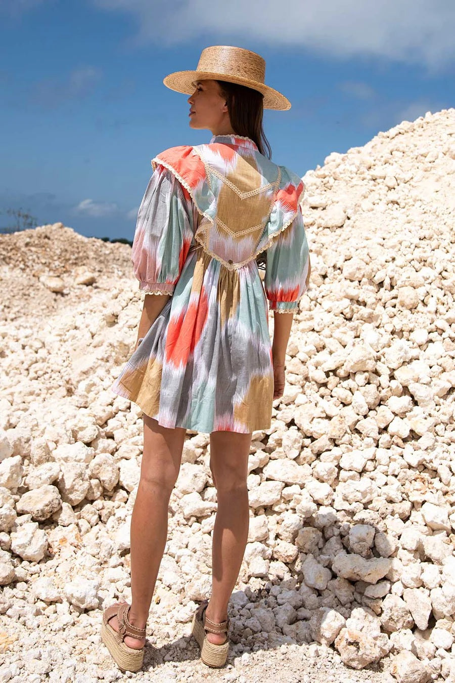 Load image into Gallery viewer, Bellatrix Mini Dress Chevron Multi Pastel - Dress
