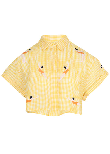 Yellow Gingham Diver Set Linen