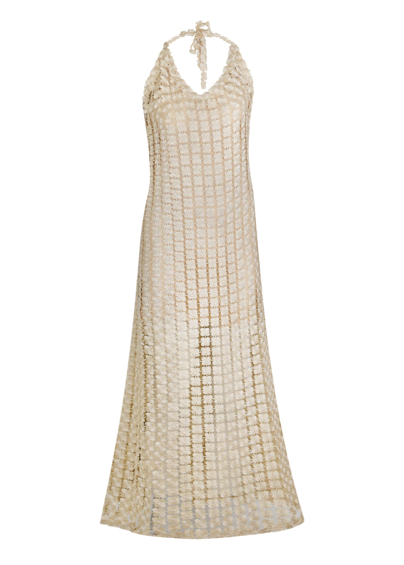 Dottie Shimmer Maxi Dress Cream
