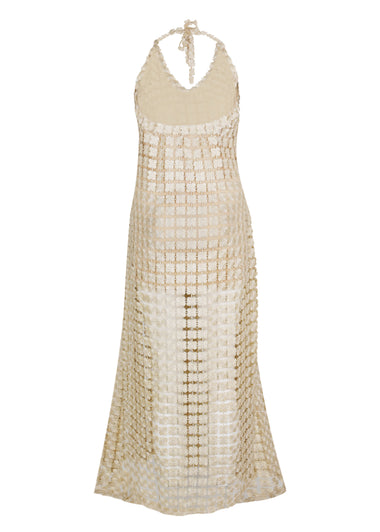 Dottie Shimmer Maxi Dress Cream