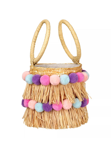 Liv Round Bucket Bag Natural/Pastel Rainbow