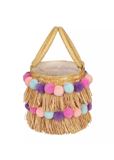 Liv Round Bucket Bag Natural/Pastel Rainbow
