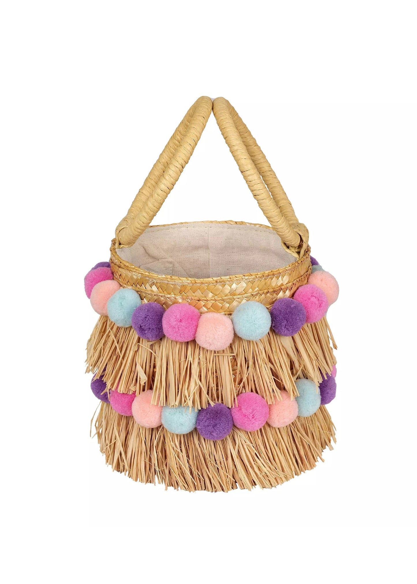 Load image into Gallery viewer, Liv Round Bucket Bag Natural/Pastel Rainbow
